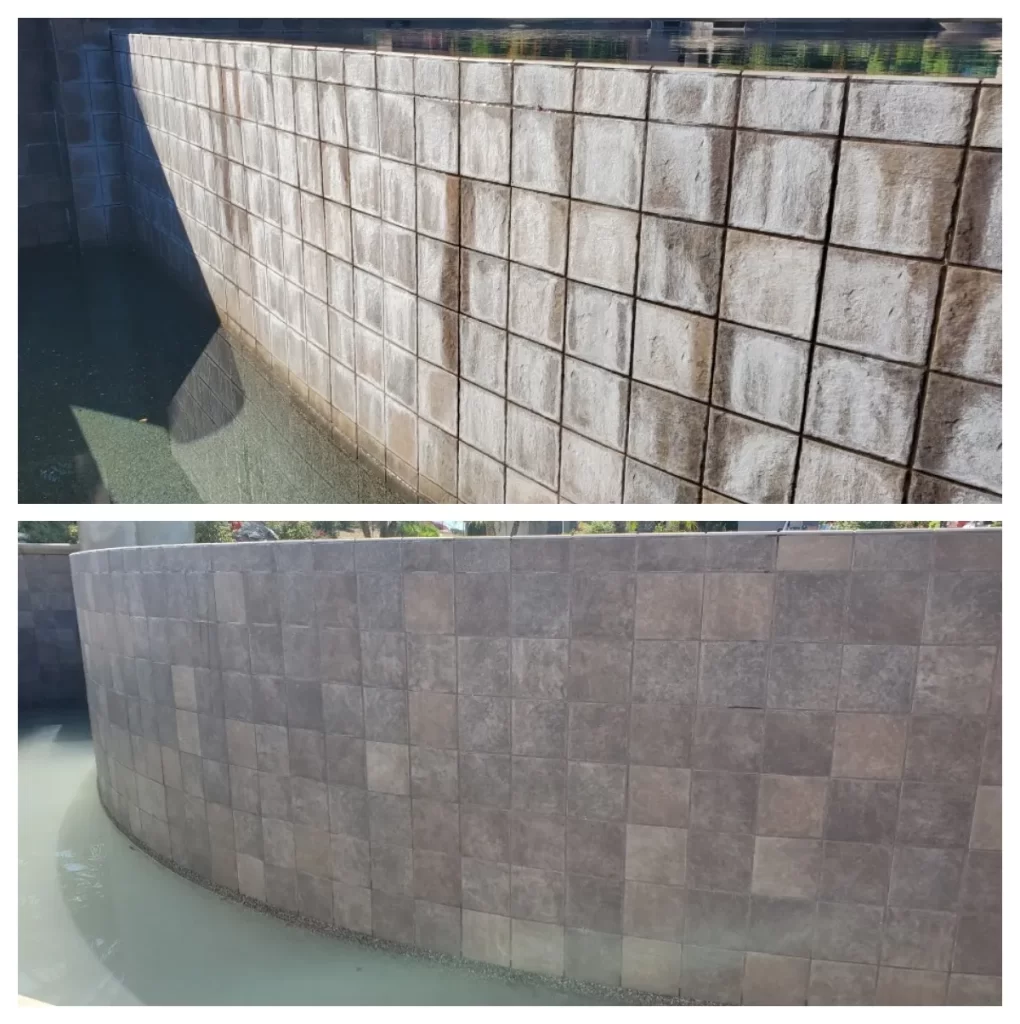 San Diego Pool Tile Cleaning restoring clean pool coping in San Diego, California