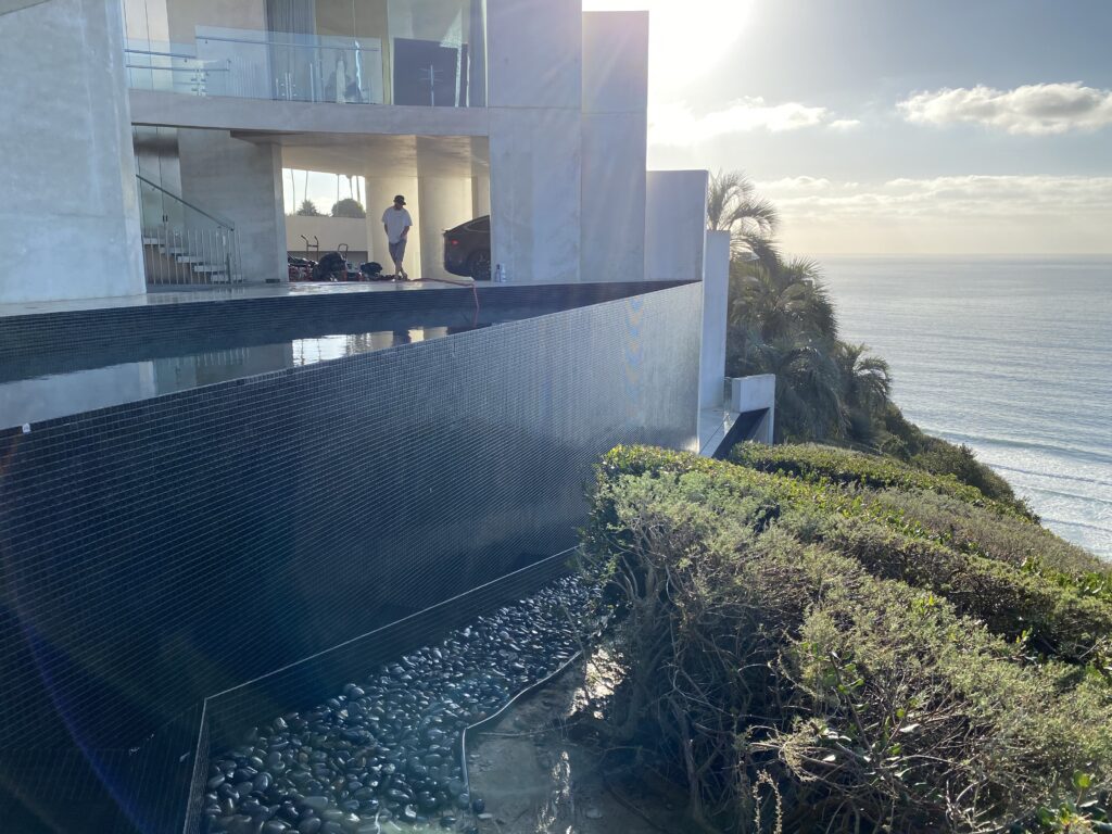 San Diego Pool Tile Cleaning restoring polished pool tile in San Diego, California